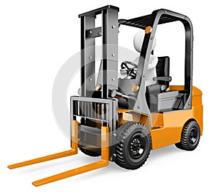 3D white people. Forklift