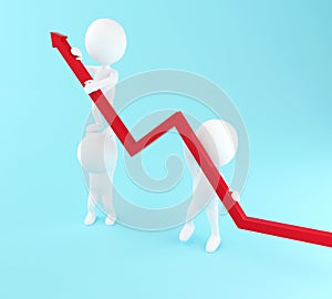 3d White people with growth progress arrow