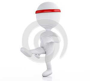 3d White people karate fighter. Sports concept