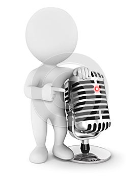 3d white people with a microphone