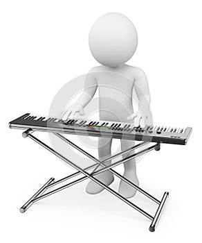 3D white people. Musician playing keyboard. Piano