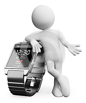 3D white people. New technologies. Smart watch