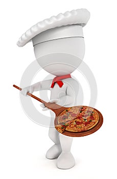 3d white people pizza cook