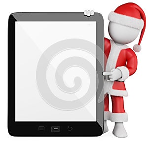 3D white people. Santa Claus with a blank tablet
