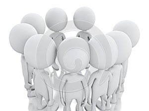 3d white person, joining a group of people in a circle.