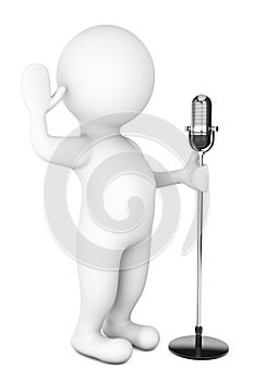 3d White Person with a Vintage Microphone