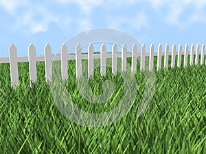 3d white picket fence