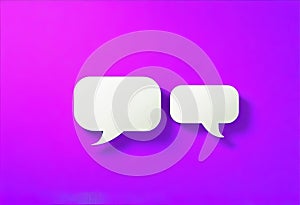 3D white speech bubble icon set on a purple background