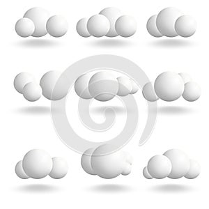 3d White sphere clouds set