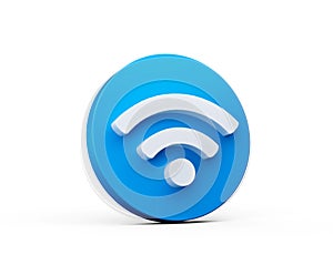 3D Wi-Fi icon on blue circle button design concept. wifi symbol. 3d illustration