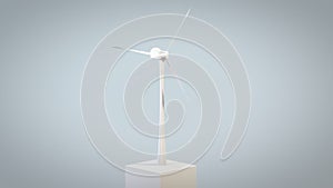 3d wind turbine producing electricity, environmental concept, loop, Luma Matte