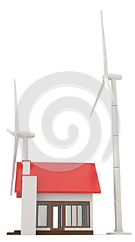 3D wind turbine providing clean energy for a little house in sid