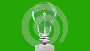 3D wind turbine turning inside of a lightbulb, green energy, seamless loop, Green Screen Chromakey