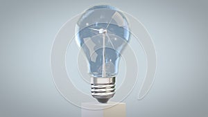 3D wind turbine turning inside of a lightbulb, green energy, seamless loop, Luma Matte