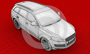 3D wire-frame car HD