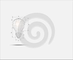 3D wireframe lightbulb represent technology concept and innovation. Technology Background. Vector Illustration