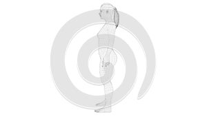 3d wireframe woman morphing from fat to lean