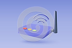 3d wireless router connection and sharing network on internet. Hotspot access point for digital and online coverage. Broadcasting