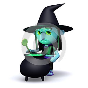 3d Witch cooks a spell