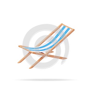 3D Wooden Chaise Lounge Isolated.