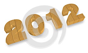 3D wooden render 2012 year on a white