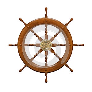 3d wooden ship steering wheel