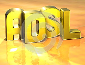 3D Word ADSL on yellow background