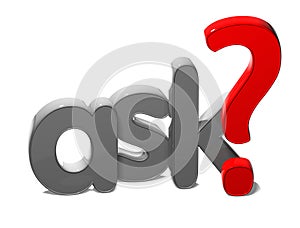 3D Word Ask on white background photo