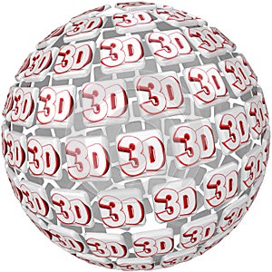 3D Word on Ball Sphere Three Dimensional Effect