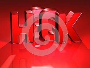 3D Word Hack on red background