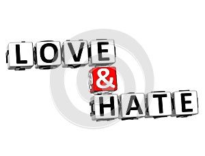 3D Word Love and Hate on white background
