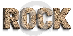 3D Word Rock Isolated on a White Background