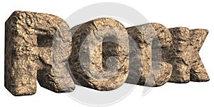 3D Word Rock Isolated on a White Background