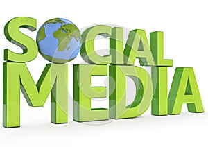 3d word social media on white background