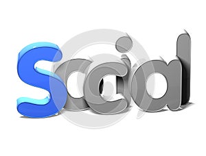 3D Word Social on white background