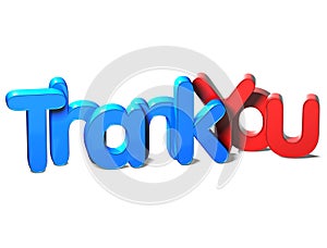 3D Word Thank You on white background photo
