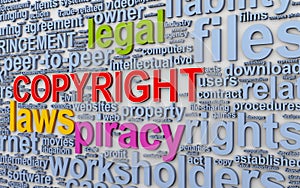 3d Wordcloud words tags of copyright