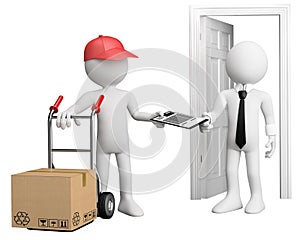 3D worker delivering a package photo