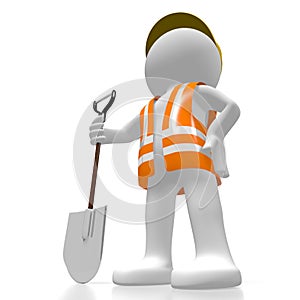 3D worker with a shovel