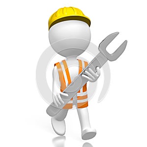 3D worker with a wrench