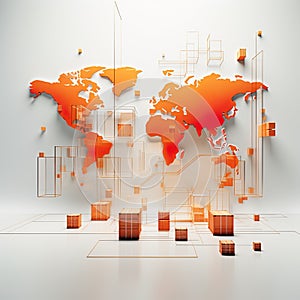 3D world map background, thoughtfully designed to provide ample space for text.