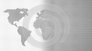 3d world map background. White pixel digital technology grid world map. Network, business, data concept design.