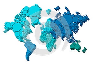 3D world map with dots, vector