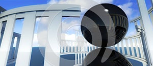 3d worship, religious cult architecture with ball