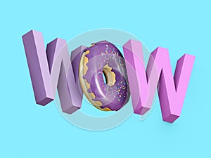 3d wow, colored speech text