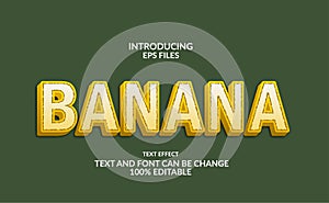 3d yellow Banana fruit editable text and font effect