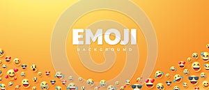 3d yellow emoji various expressions background