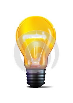 3D yellow light bulb