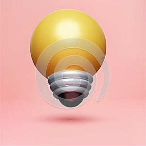 3d yellow light bulb. 3d vector render style