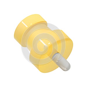 3d yellow push pin, thumb tack isolated on a white background.